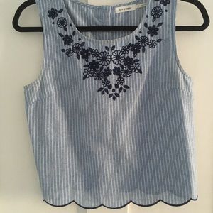 Scalloped button back blouse